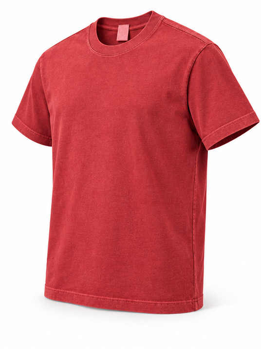 Washed Crewneck T-Shirt — Red — angle view