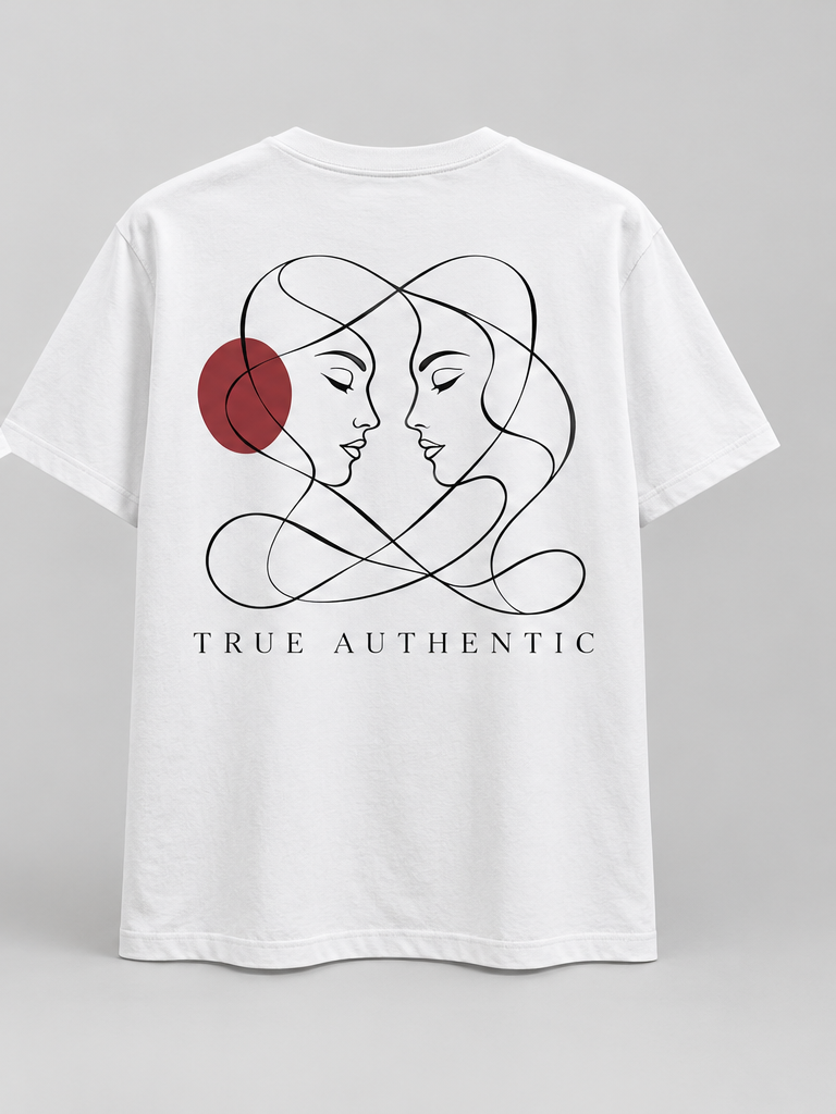 Sculpture Dual Profile T-Shirt — White — back view