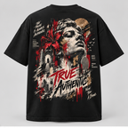 Sculpture Red Lily Graphic T-Shirt — Black — back view