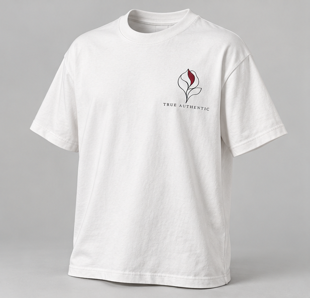Sculpture Floral Profile T-Shirt — White — angle view