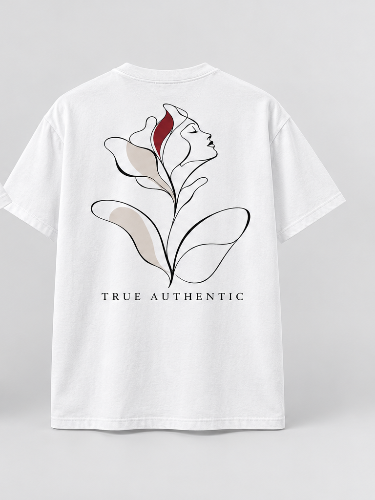 Sculpture Floral Profile T-Shirt — White — back view