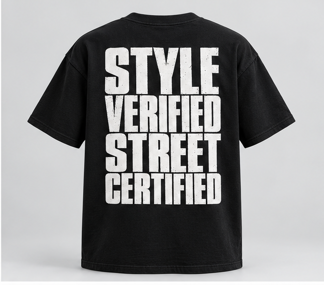 Style Verified Street Certified T-Shirt — Black — back view