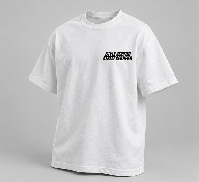 Style Verified Street Certified T-Shirt — White — angle view