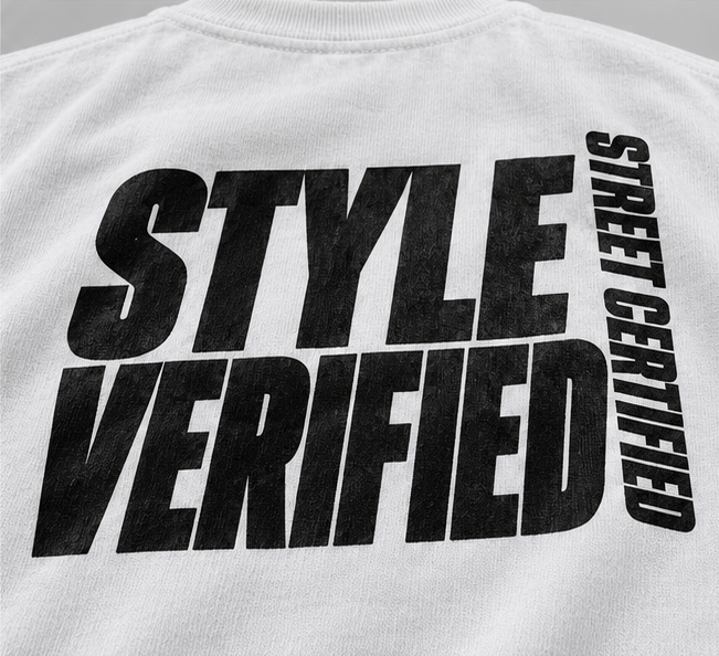 Style Verified Street Certified T-Shirt — White — detail view