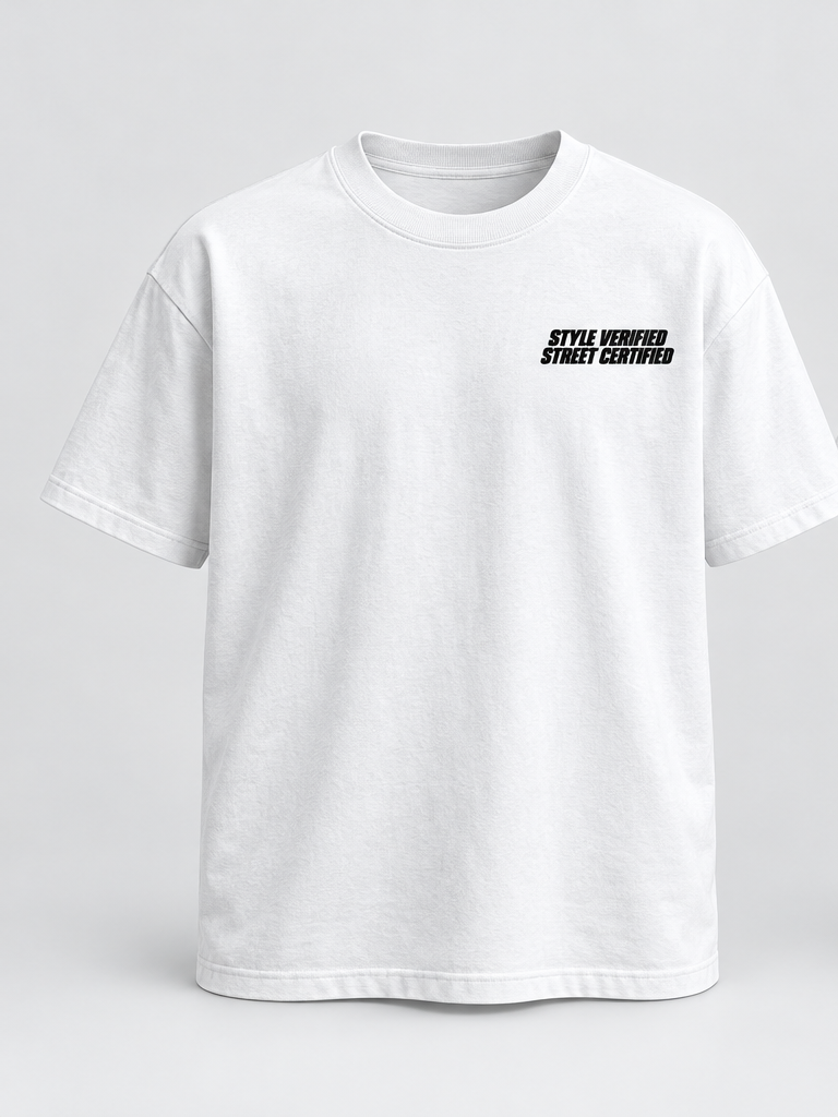 Style Verified Street Certified T-Shirt — White — front view