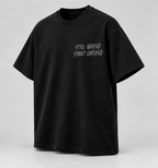 Torn Portrait Graphic T-Shirt — Black — angle view