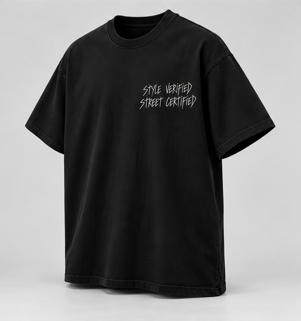 Torn Portrait Graphic T-Shirt — Black — angle view