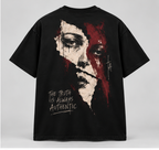 Torn Portrait Graphic T-Shirt — Black — back view
