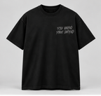Torn Portrait Graphic T-Shirt — Black — front view