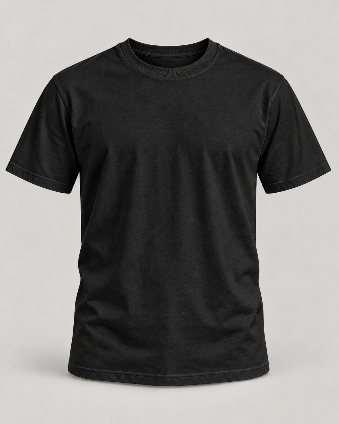 Black blank T-shirt — illustrative garment mockup