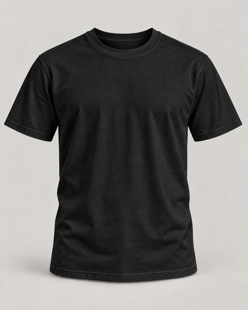 Black blank T-shirt — illustrative garment mockup