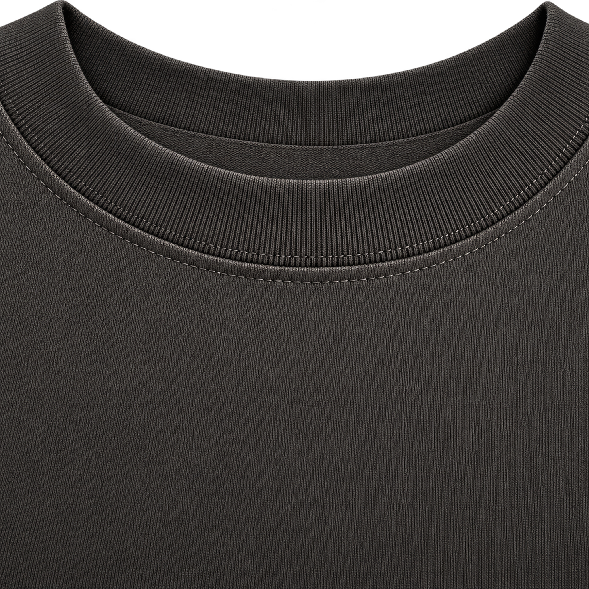 Black 300GSM cotton T-shirt ribbed crew neck and reinforced stitching detail
