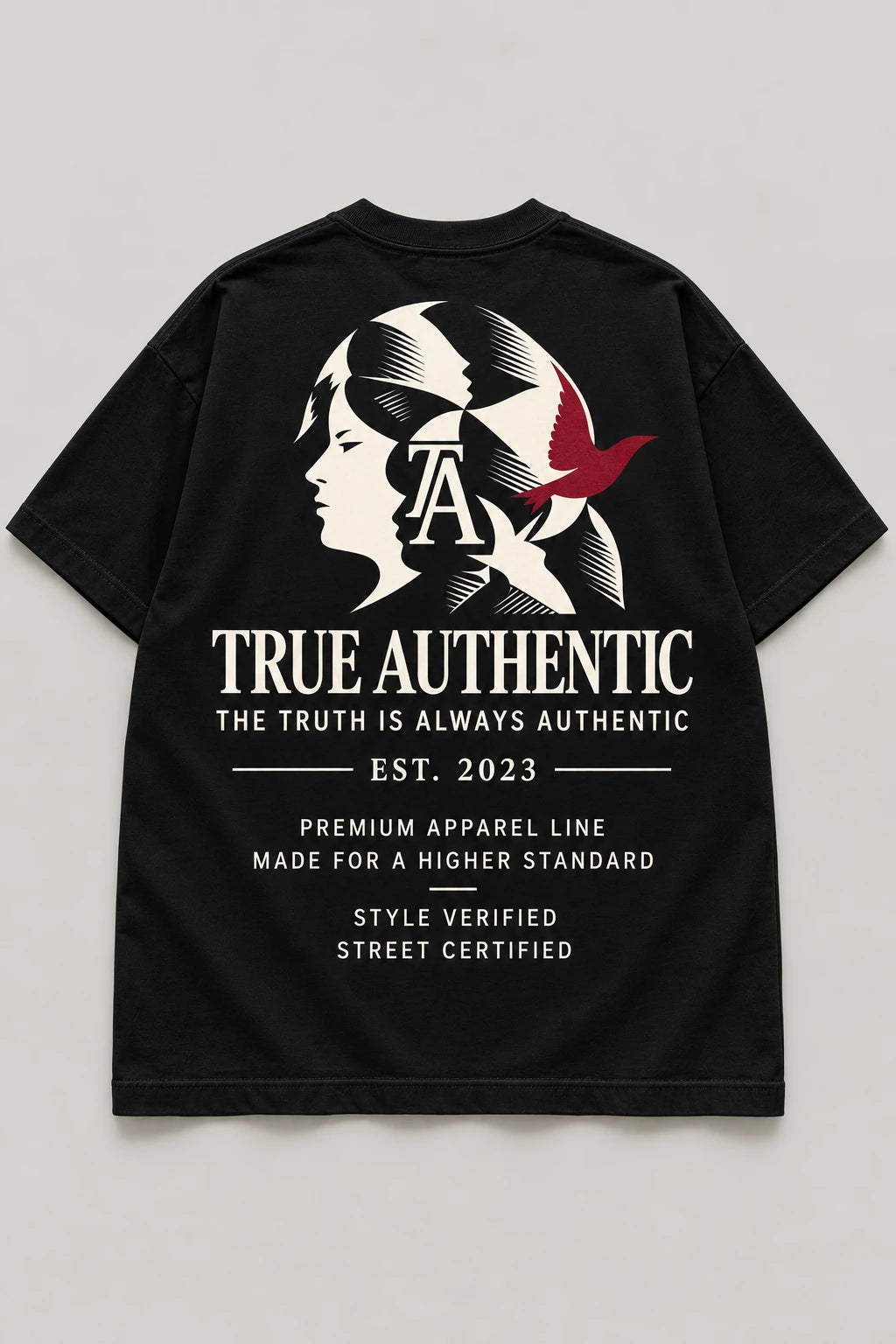 TRUE AUTHENTIC Character Logo black T-shirt — back