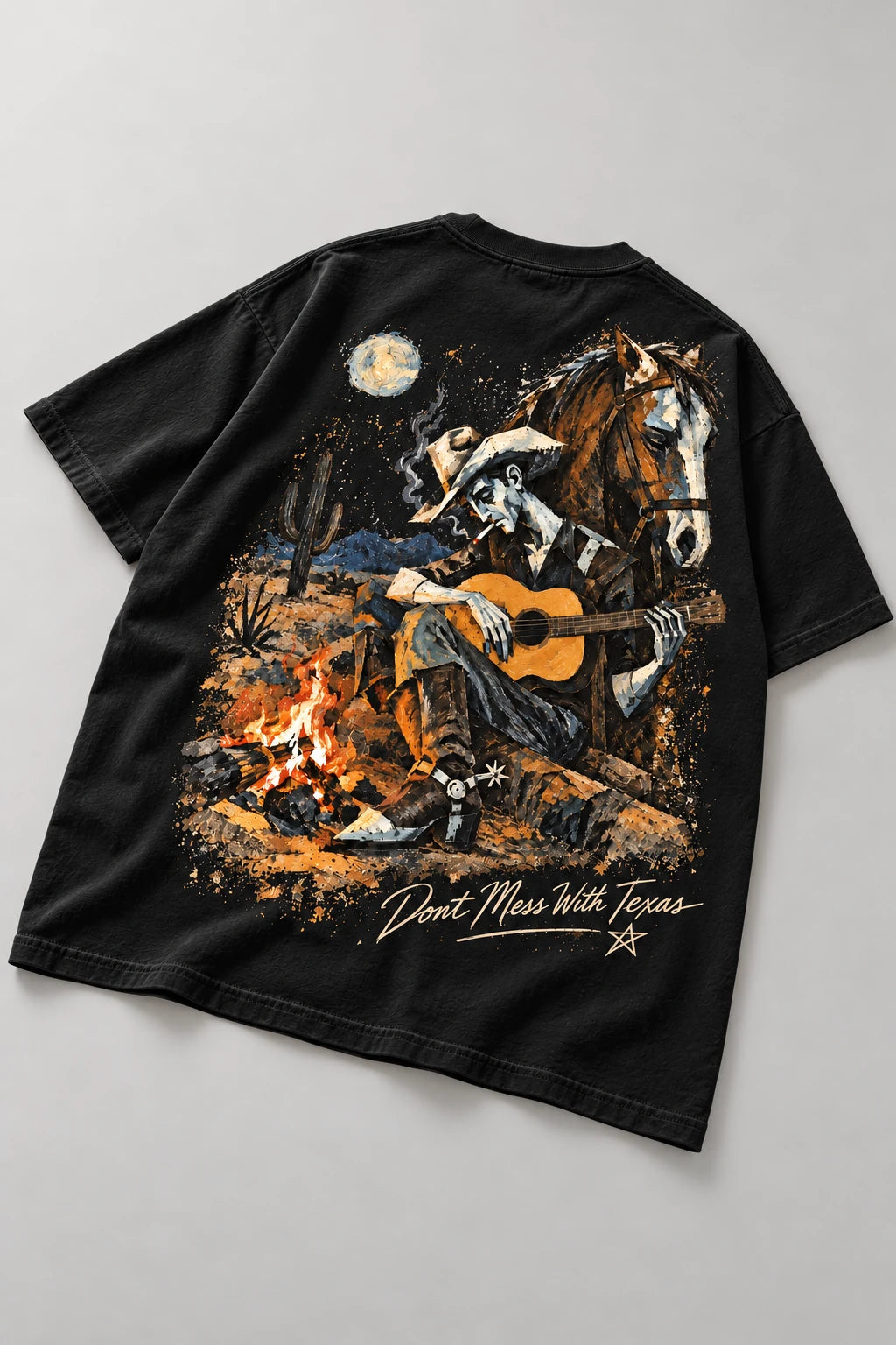 TRUE AUTHENTIC Lonesome Cowboy black T-shirt — angled back