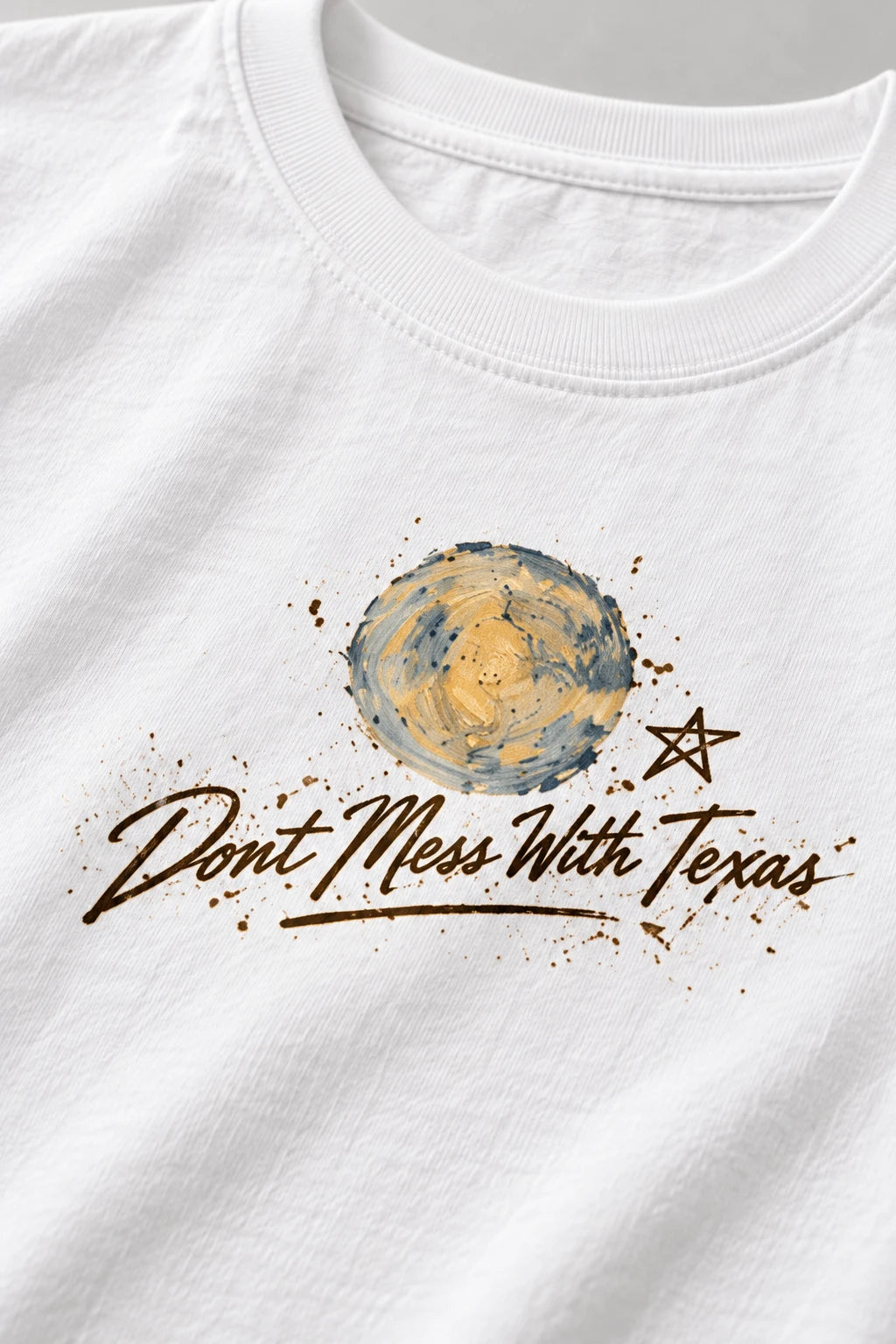 TRUE AUTHENTIC Lonesome Cowboy white T-shirt — front closeup