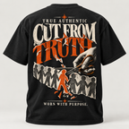 TRUE AUTHENTIC cut from truth black 7 oz cotton graphic T-shirt — back view