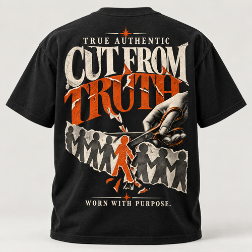 TRUE AUTHENTIC cut from truth black 7 oz cotton graphic T-shirt — back view