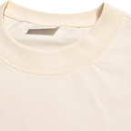 Cream 300GSM cotton T-shirt ribbed crew neck and reinforced stitching detail