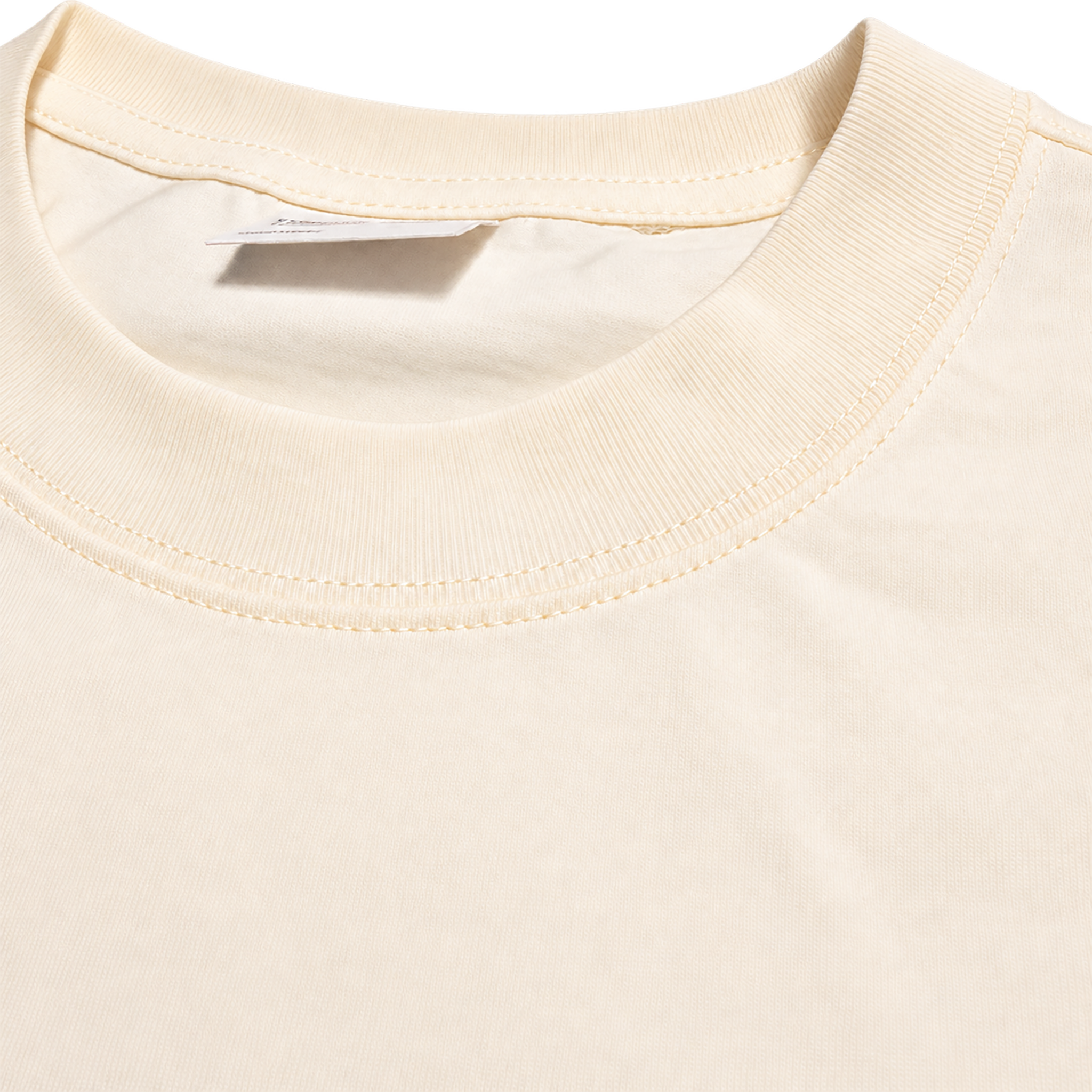 Cream 300GSM cotton T-shirt ribbed crew neck and reinforced stitching detail