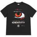 True Authentic black 300GSM heavyweight T-shirt front with red white eye graphic