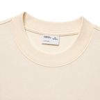 Cream heavyweight cotton T-shirt ribbed crew neck and label detail