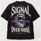 TRUE AUTHENTIC signal over noise black 7 oz cotton graphic T-shirt — back view