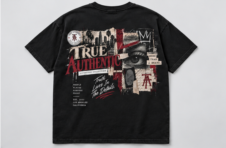 Truth Lives in the Details Graphic T-Shirt — Black — back view