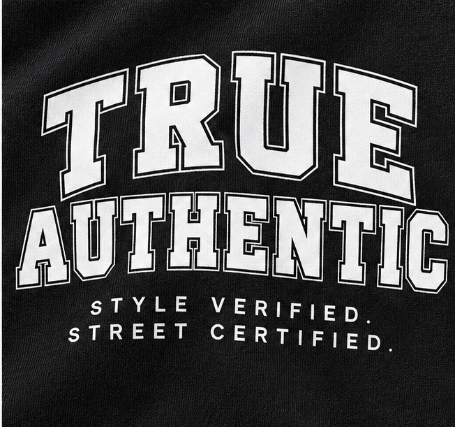 True Authentic Varsity T-Shirt — Black — detail view