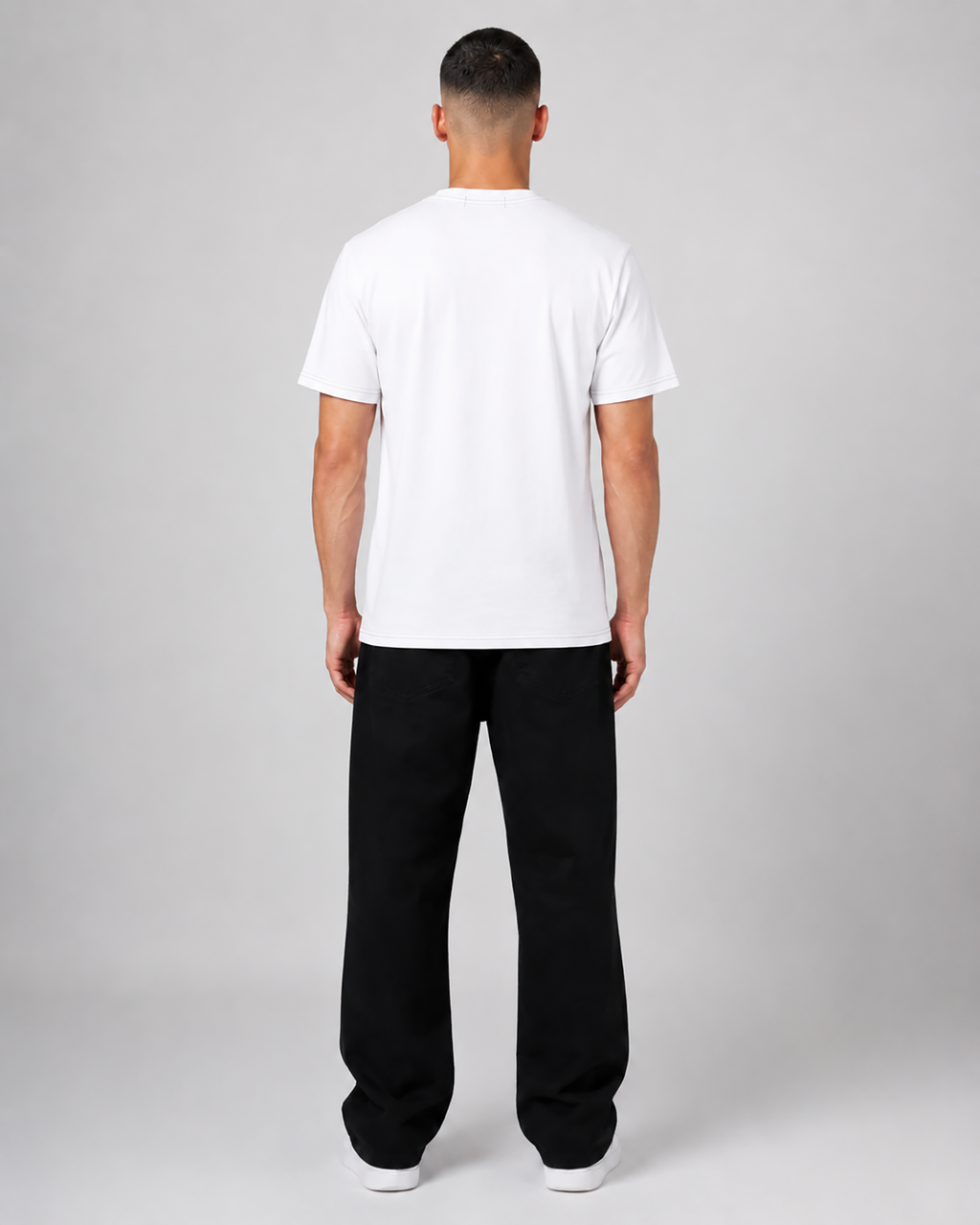 TRUE AUTHENTIC Pure Whit Luxury Streetwear T-Shirt with 2-Inch Rubber Chest Logo